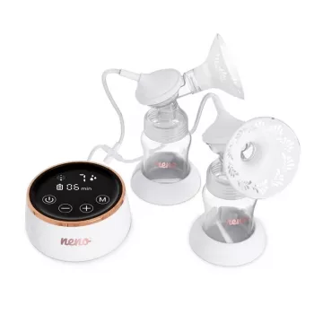 Elektriline topelt rinnapump neno Bella Twin Moon — juhtmevaba, kahefaasiline, LCD, 150 ml pudelid, pärl