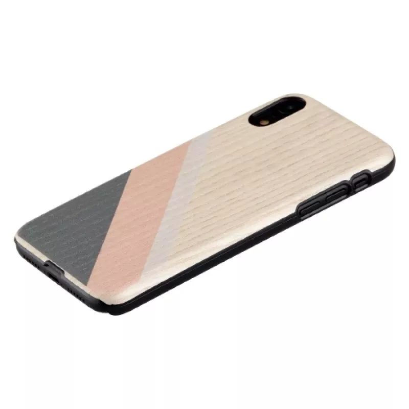 Nutitelefoni ümbris man and wood iPhone XR-ile — roosa ülikond mustade aktsentidega