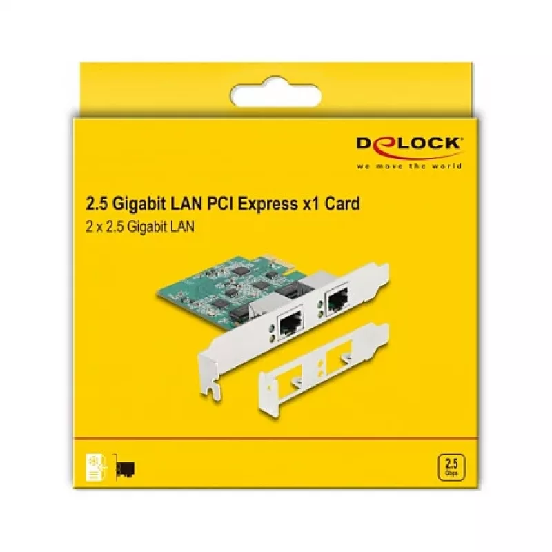 DeLOCK PCI Express x1 kaart 2 x RJ45 2,5 Gigabit LAN RTL8125 juhtmega Ethernet