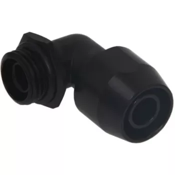 Alphacool HF sissekeeratav liitmik TPV Metal - 90° pööratav 12,7/7,6 mm - must (17455)