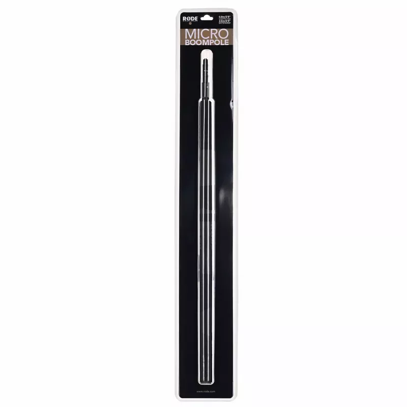 RØDE Micro Boompole – kerge teleskoopiline mikrofoni poomivars, pikkus 844 mm, kaal 396 g, kompaktne kokkupandud kõrgus 33 mm