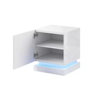 Öökapikomplekt cama meble QIU, 2 tk, MDF, valge läikiv, 46×41,5×53 cm