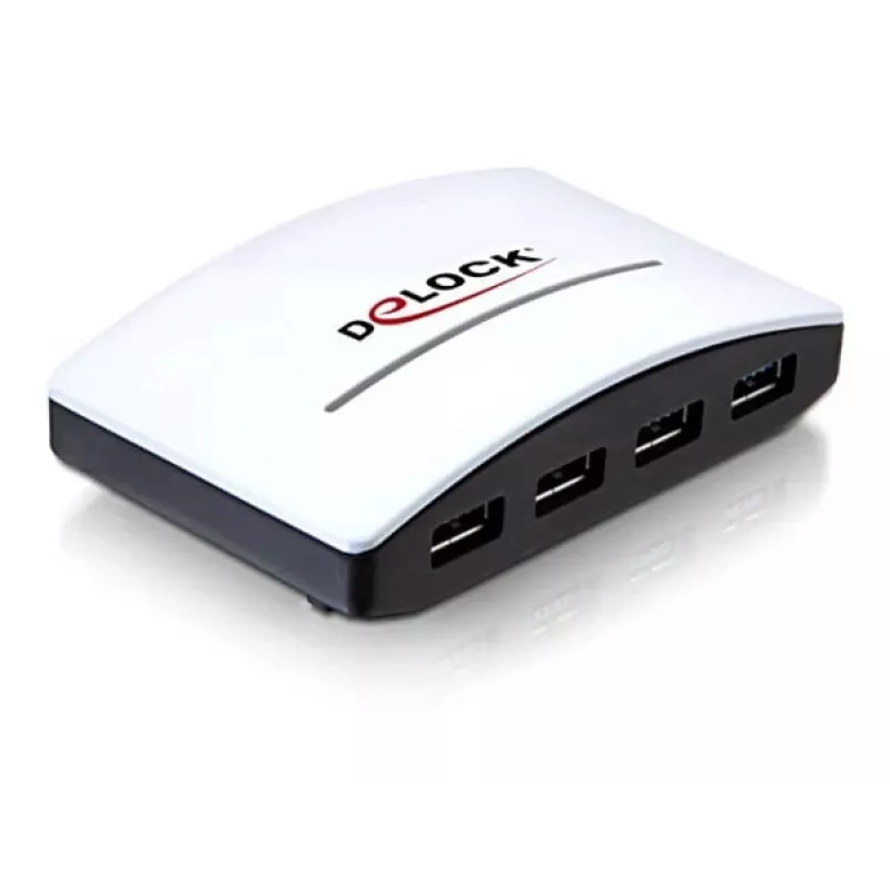 USB-jaotur DeLOCK 4 porti 5000 Mbit/s must valge