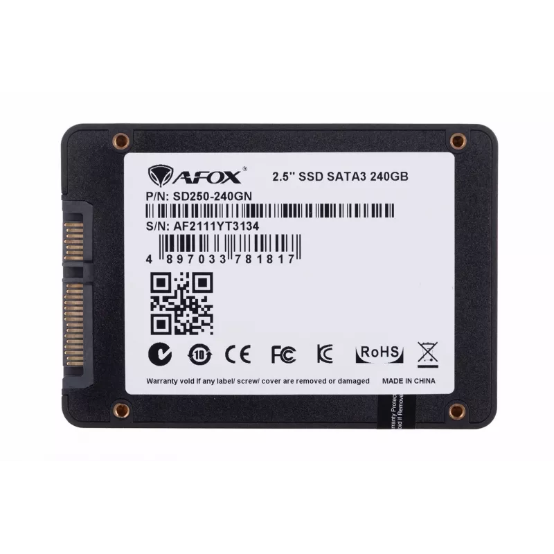 SSD 2.5 tolli AFOX SD250-240GN 240 GB SATA III TLC, 555/510 MB/s, 75k/70k IOPS