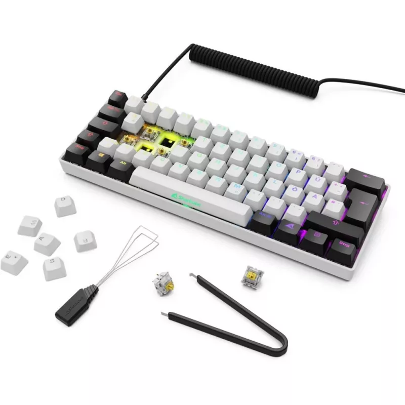 Sharkoon SGK50 S4 klaviatuur Kodu USB QWERTZ Saksa Valge RGB LED 60%