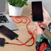 UNITEK C4049RD USB-kaabel 1,2 m USB A USB C/Micro-USB B/Lightning Punane