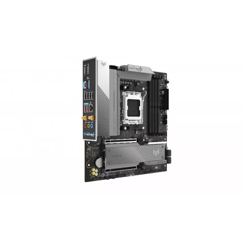 Emaplaat Sapphire NITRO+ B850M WIFI — AMD B850, Socket AM5, micro ATX, DDR5, 4x DIMM, Wi‑Fi 6, 2.5Gb LAN, 2x M.2