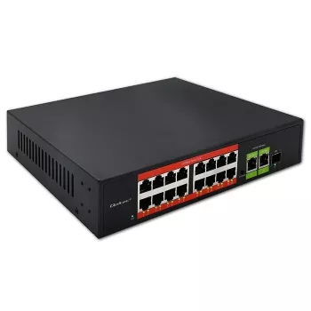 Ethernet PoE lüliti QOLTEC 16x RJ45, 2x RJ45 uplink, 1x SFP (MPN 52291)