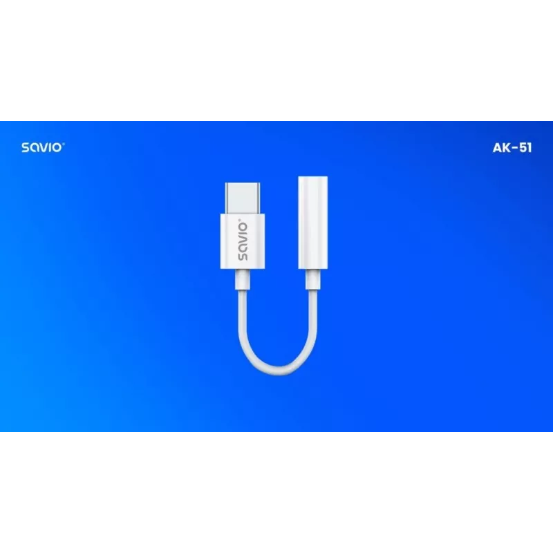 USB Type 3.1 C (M) – Jack 3.5mm (F) Audio adapter Valge SAVIO AK-51