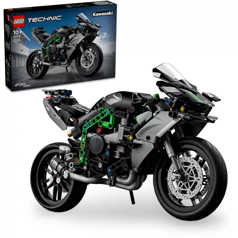 LEGO Technic mootorratta mudel Kawasaki Ninja H2R 42170 — 1:1 mõõtkavas koopia, 643 tükki, juhendileht, alates 10. eluaastast