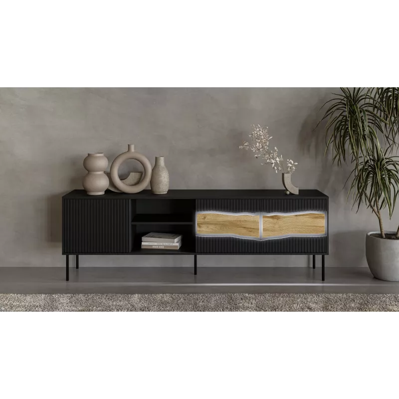 TV-kapp cama meble INSERTO 3D1W 190x40x62 cm must LED-iga