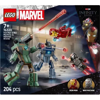 Ehituskomplekt LEGO Marvel Super Heroes Iron Man War Machine komplekt 76320, 204 tk, 2 minifiguuri, 100 mm kõrgus