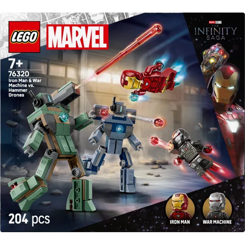 Ehituskomplekt LEGO Marvel Super Heroes Iron Man War Machine komplekt 76320, 204 tk, 2 minifiguuri, 100 mm kõrgus