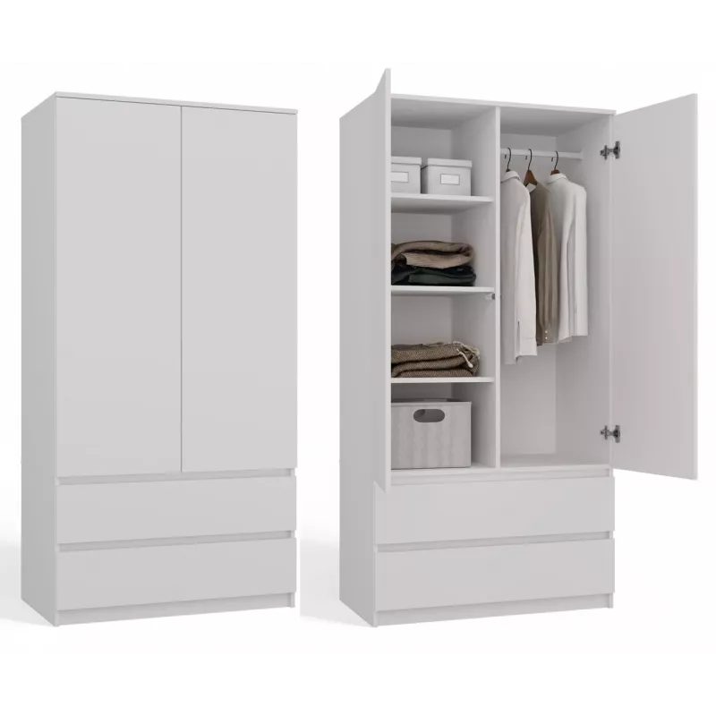 Garderoob Top E Shop SZAFA MALWA B 5 riiulit 2 hingedega ust Valge 900×500×1800 mm
