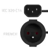 Toiteadapter QOLTEC IEC 320 C14 Prantsuse pistikule, 0,15 m kaabel
