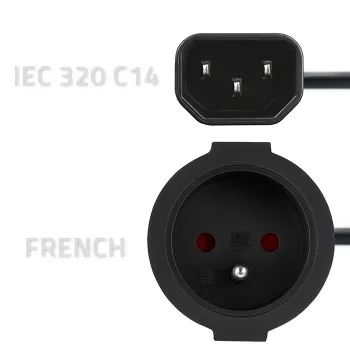 Toiteadapter QOLTEC IEC 320 C14 Prantsuse pistikule, 0,15 m kaabel