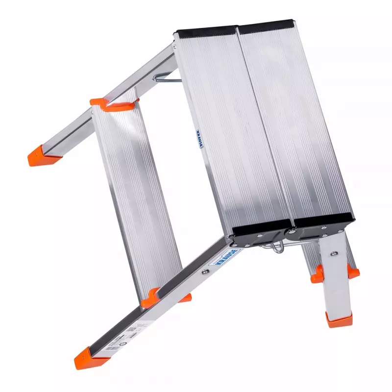 Koklapitav astmelaud Krause Treppy Silver 130020 — alumiinium, 2 astet, kandevõime 150 kg, kokkupandult 55×20 cm, kaal 2 kg