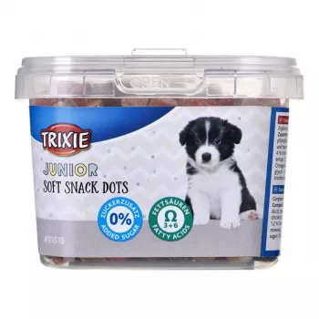 Koerte treeningmaiused Trixie Junior Dots 140 g — pehmed lõhemaitselised snäkid kutsikatele
