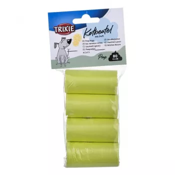 Koerakakatikotid Trixie Lemon Scented M — 20 tk rullis, 4 rulli (80 kotti), kollane plastik