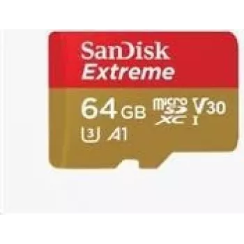 SanDisk Extreme - Flash Memory Card (microSDXC-an-SD-Adapter inbegriffen) - 64GB - A2 / Video Class V30 / UHS-I U3 / Class10 - microSDXC UHS-I (SDSQXA2-064G-GN6AA)