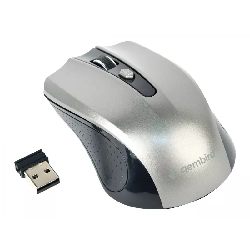 Juhtmevaba hiir GEMBIRD MUSW-4B-04-BG — paremakäeline, optiline 1600 DPI, 4 nuppu, RF-juhtmevaba, must/hall