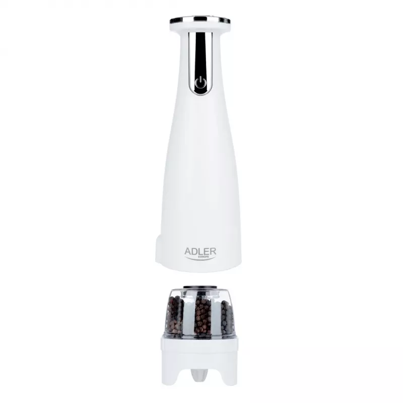 Burri soola- ja pipraveskite komplekt Adler AD 4449W Steel Valge, keraamiline veskikivi, 150 ml, USB-C laetav