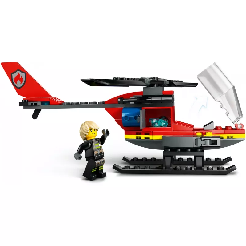 LEGO City tuletõrjekopter 60411 ehitusmänguasi, 85 tükki, pöörlevad labad, 1 minifiguur, vanus 5+ (220×90×60 mm)