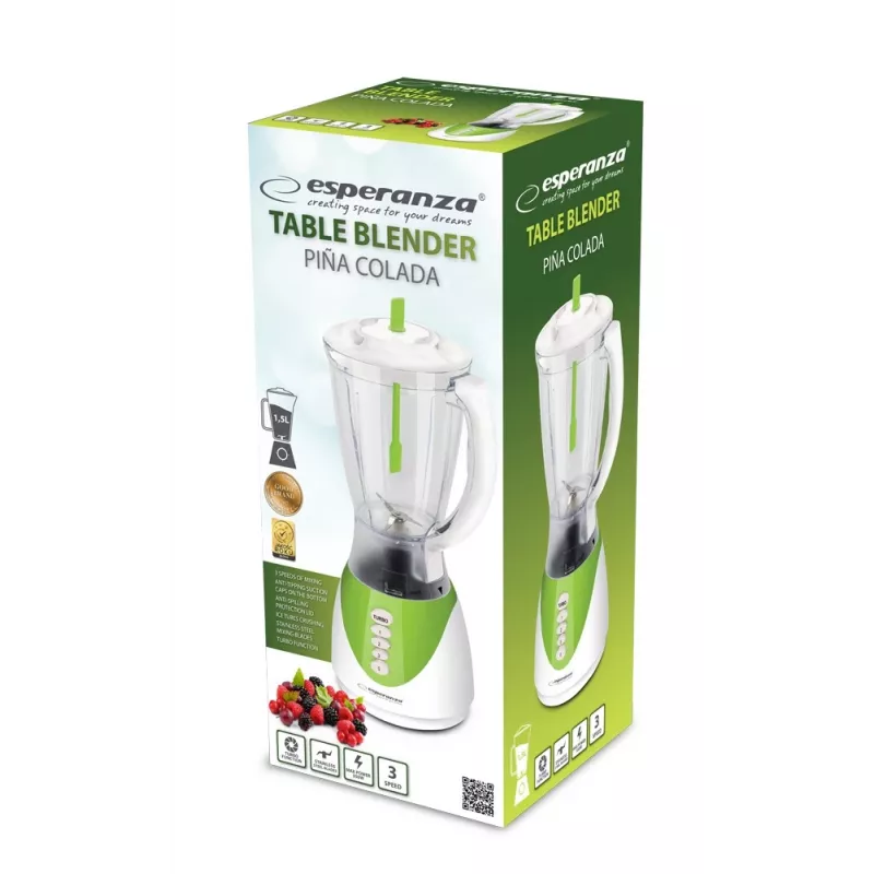 Lauasegisti ESPERANZA EKM023G Piña Colada roheline, 350 W, 1,5 l kann, 3 programmi, roostevabast terasest terad