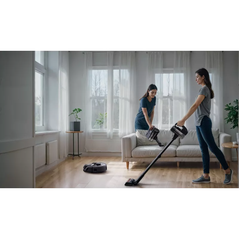 Robot vacuum Eufy E20 Must — round, dust-bag base station, 150 min runtime, 35 cm diameter