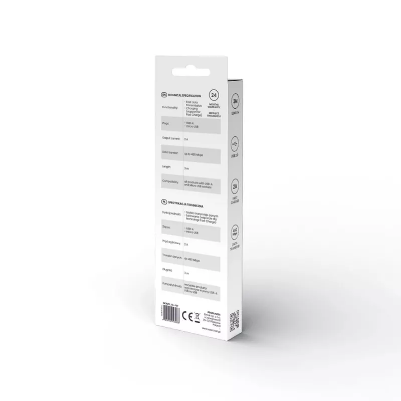 Savio USB 2.0 USB A - Micro USB valge CL-167 3 m kaabel