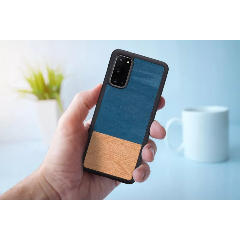 Telefonikott man and wood Galaxy S20 denim must