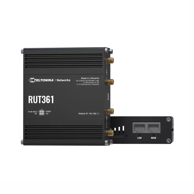 Teltonika tööstuslik 4G LTE ruuter RUT361 Cat 6 LTE, WiFi 4, 2x RJ45 100Mb/s, IP30