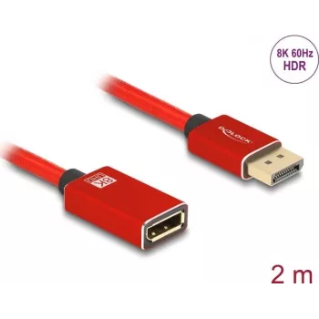 DeLOCK DisplayPort pikenduskaabel 8K 60 Hz 2 m punane metall ilma riivita