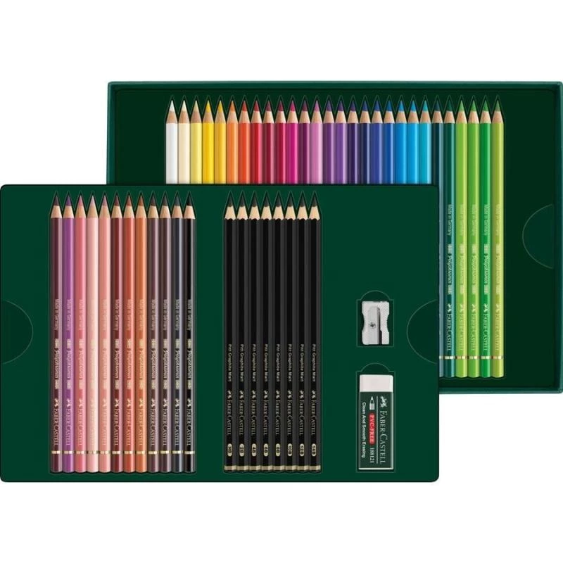 Õlipõhine pliiatsikomplekt Faber-Castell Polychromos & Pitt Graphite Matt 48 tk mitmevärviline