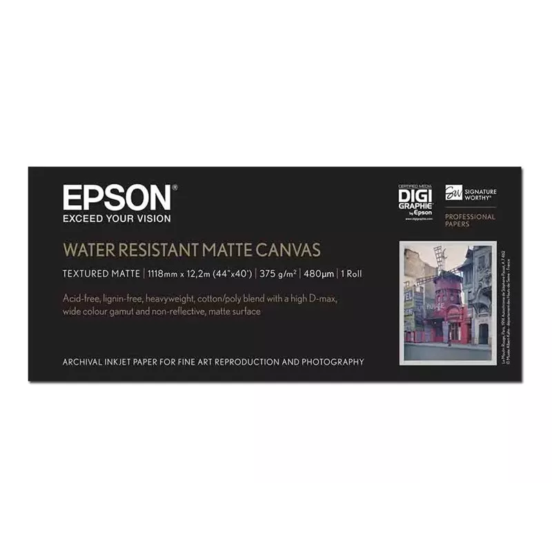 Epson WaterResistant Matte Canvas Roll, 44 tolli x 12,2 m, 375 g/m²