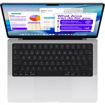 Apple MacBook Pro Silver MDE44D/A - 35,6 cm (14''), M5 10-tuumaline kiip, 10-tuumaline GPU, 16 GB muutmälu, 512 GB SSD / ilma toiteadapterita