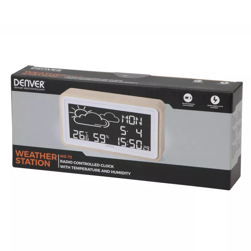 Digitaalne ilmajaam Denver WS-72 Wood LCD DC/aku
