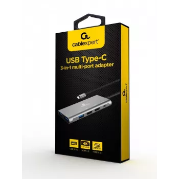 Gembird A-CM-COMBO3-03 USB Type-C 3-in-1 mitme pordi adapter (jaotur + HDMI + PD)