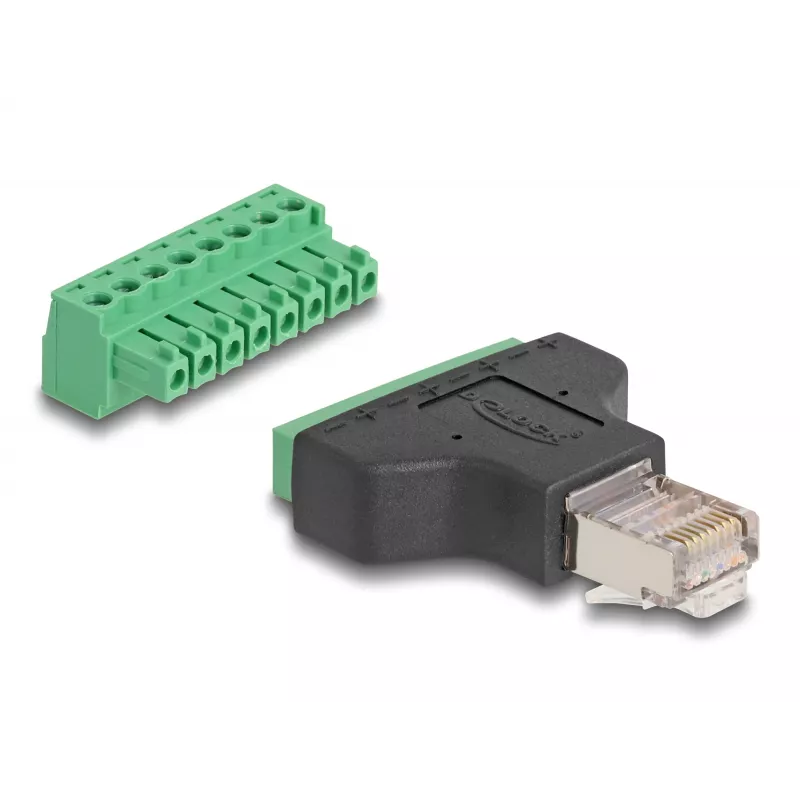 DeLOCK Adapter RJ45 isane > Klemmplokk 8 kontaktiga, 2-osaline, 3.81 mm