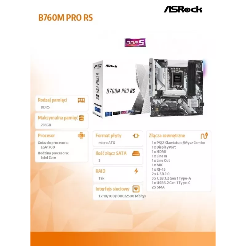 ASRock B760M Pro RS DDR5 Micro-ATX emaplaat