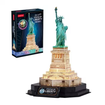 3D Puzzle CubicFun 306-L536H LED Vabadussammas Ööversioon — mudelikomplekt LED-valgustusega