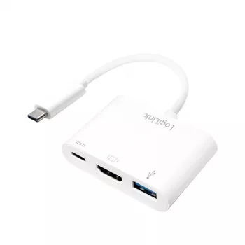 LogiLink 0.14m 2xUSB-C HDMI USB A Valge