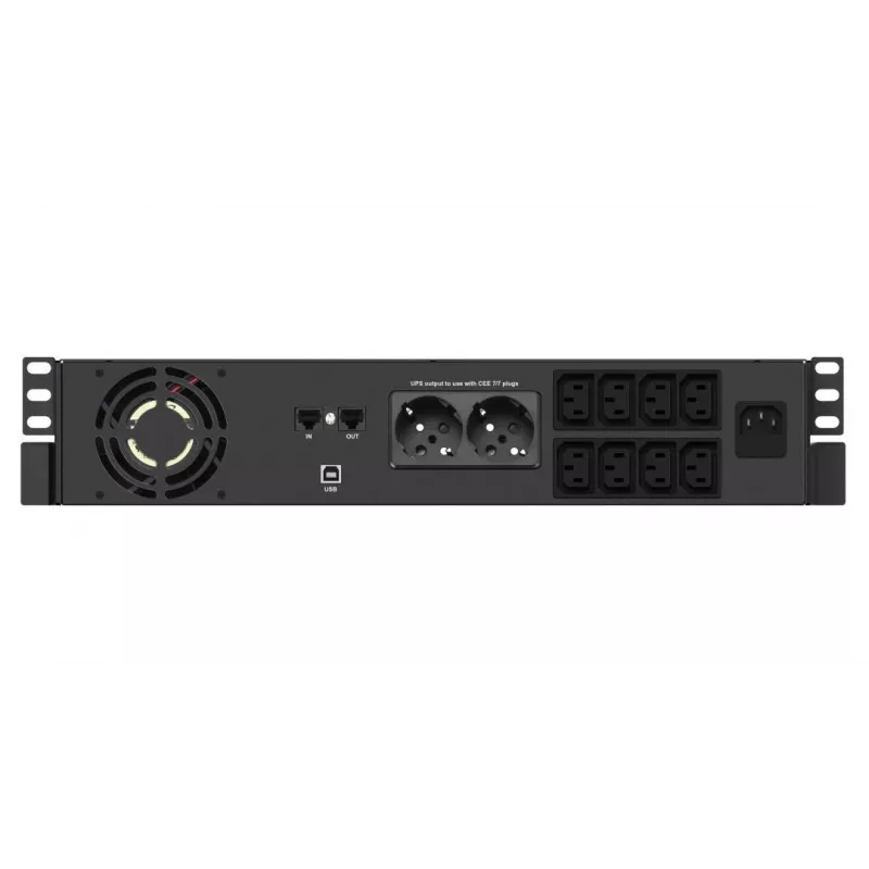Rackmount UPS Infosec X4 2000 RM Plus 2 kVA / 1200 W, 10 tüüpi F pistikupesa, LCD, liin-interaktiivne