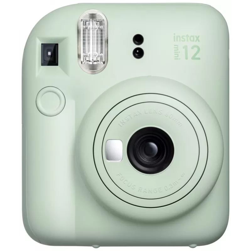 Kiirkaamera Fujifilm Instax Mini 12 Roheline — pilt 86x54 mm, film 62x46 mm, 60 mm ekvivalentne fookuskaugus