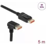 DisplayPort-kaabel DeLOCK 8K 60 Hz 5 m isane sirge isasele 90° alla suunatud nurgaga