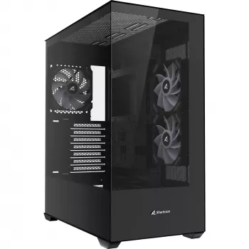 PC tornikorpus Sharkoon SK6 ARGB Tower ATX Must — keskklassi torn ATX, ARGB valgustus, karastatud klaasist külgpaneel