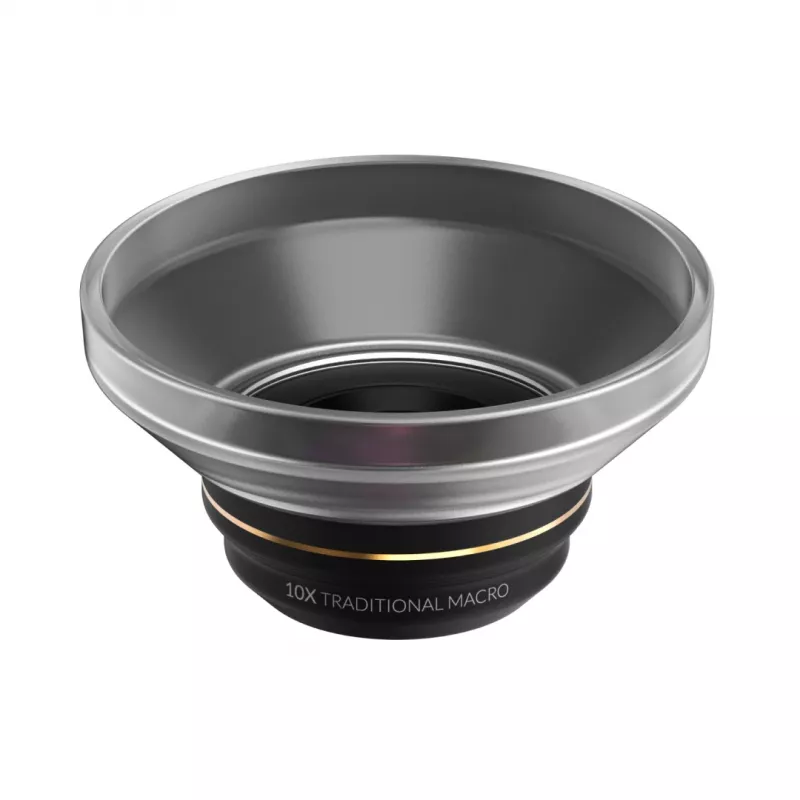 Fotoobjektiiv ShiftCam LU-MC-025-23-EF — Makroobjektiiv 25x, M12 kinnitus, alumiinium/klaas, 34,8 mm, 36,6 g, must/kuldne