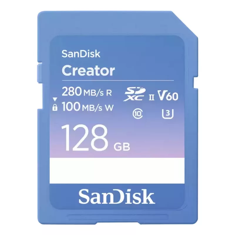 SanDisk Creator SD-mälukaart UHS-II 128GB, edastuskiirused kuni 280 MB/s