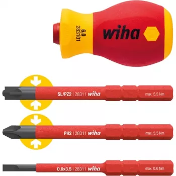 VDE Stubby-kruvikeeraja käepide Wiha SB28310101, haardeläbimõõt 34 mm, isoleeritud