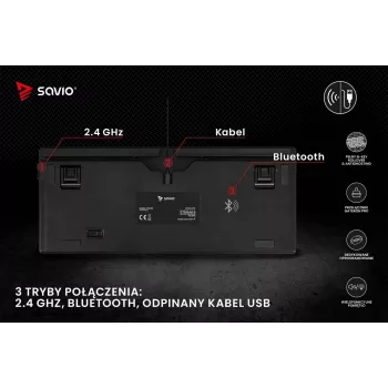 Savio Phenix SAVGK-RED mänguklaviatuur USB RF juhtmevaba Bluetooth QWERTY